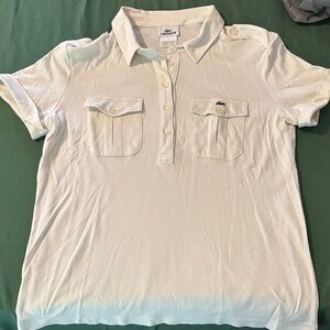Lacoste Women's Cream Polo with Buttoned Pockets